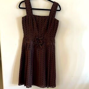 Kay Unger Brown Sleeveless Mini Sundress Square Neck Cocktail size 6